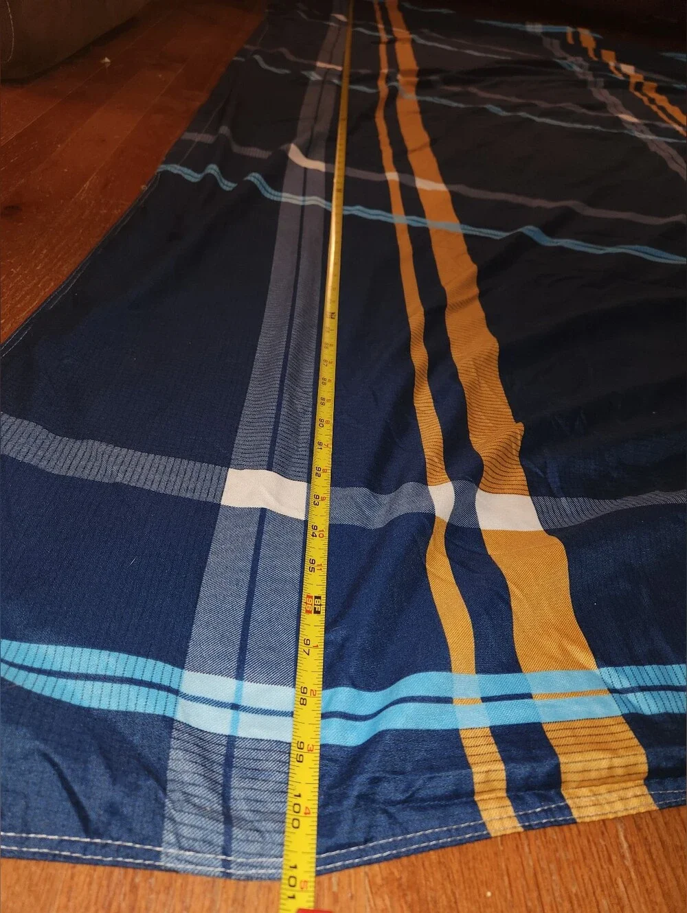 Blue Striped Bedding Set with Gold Accent